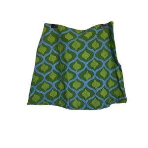 Global Mamas Skirt Womens Size Large Green Blue A-Line Cotton Quatrefoil Print